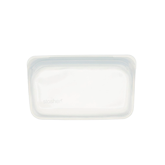 SMALL REUSABLE SILICON BAG FOR SNACK CLEAR - QUIENES SOMOS, S.A. / STASHER - Compralo en CorinneRegalos.com