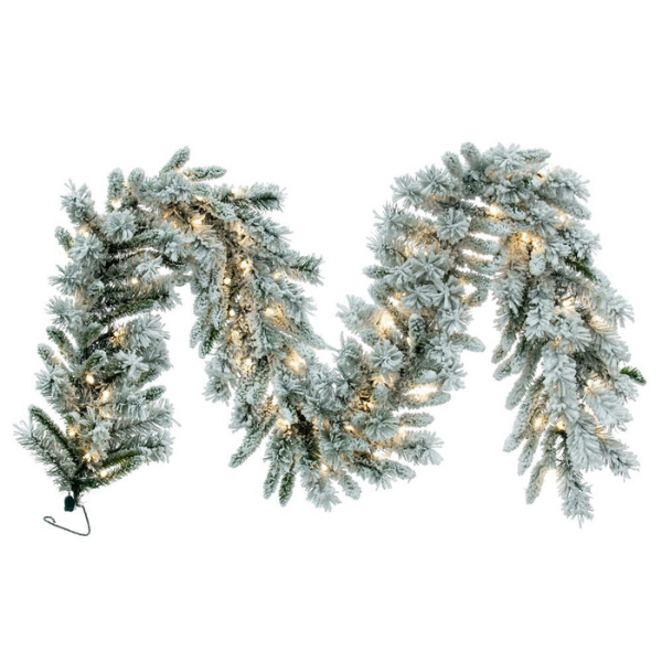 9' X 16 SNOW RIDGE GARLAND LED 100WW - VICKERMAN COMPANY - Compralo en CorinneRegalos.com