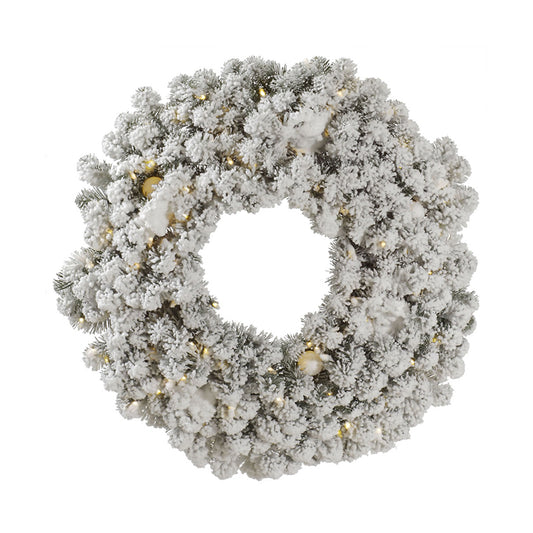 30 FLOCKED KODIAK WREATH LED 100WW/G40 - VICKERMAN COMPANY - Compralo en CorinneRegalos.com