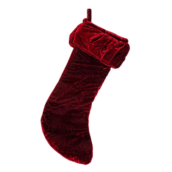 8X19 PLUSH WINE VELVET STOCKING - VICKERMAN COMPANY - Compralo en CorinneRegalos.com