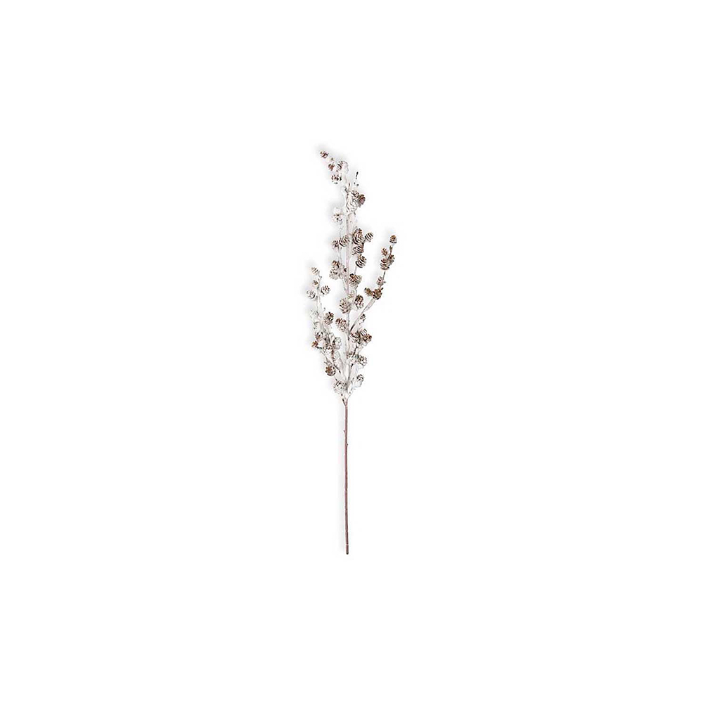 [12/96] 31.5 INCH FLOCKED TWIG AND MINI PINECONE STEM - K&K INTERIORS - Compralo en CorinneRegalos.com