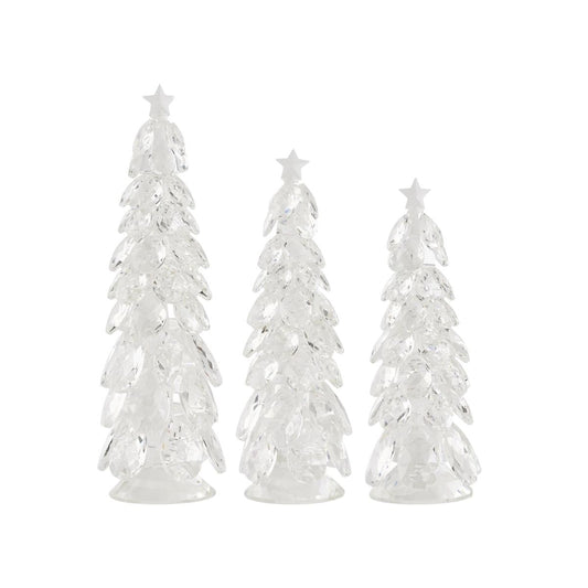 SET OF 3 CRYSTAL TEAR DROP CHRISTMAS TREES W/STAR (GRAD SIZES) - K&K INTERIORS - Compralo en CorinneRegalos.com