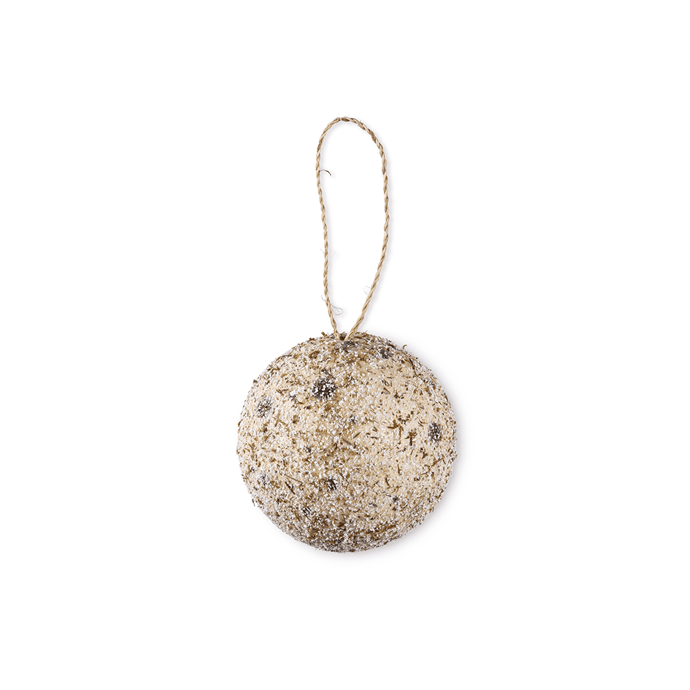 4.5 INCH ROUND ICY SPECKLED ORNAMENT - K&K INTERIORS - Compralo en CorinneRegalos.com