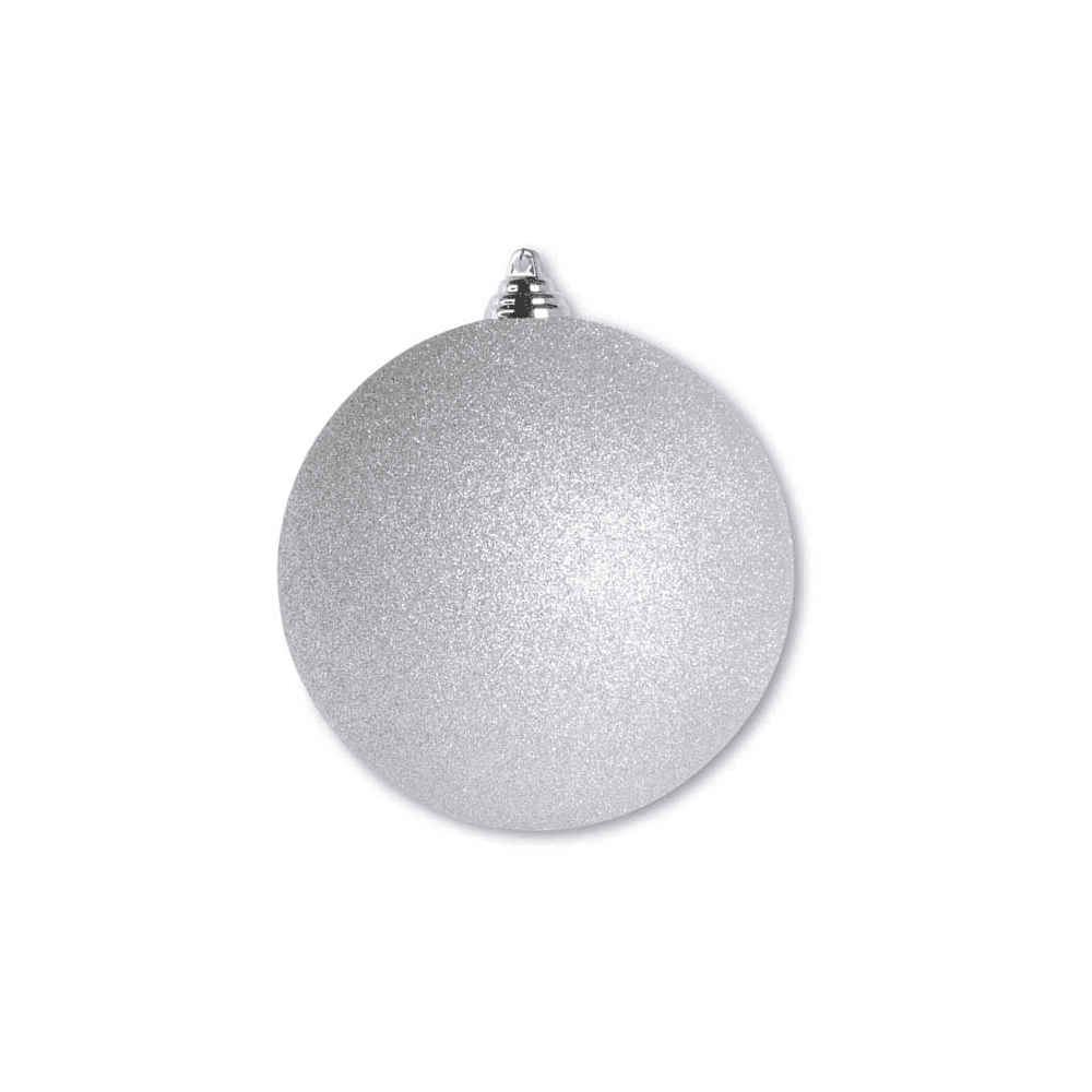 5.5 INCH SILVER GLITTERED SHATTERPROOF ROUND ORNAMENT - K&K INTERIORS - Compralo en CorinneRegalos.com