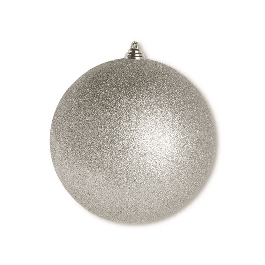 7.5 INCH CHAMPAGNE GLITTERED SHATTERPROOF ROUND ORNAMENT - K&K INTERIORS - Compralo en CorinneRegalos.com