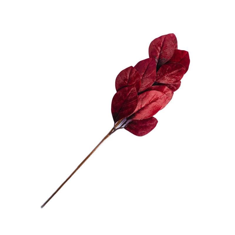 [12/48] 33 INCH BURGUNDY VELVET MAGNOLIA LEAF SPRAY - K&K INTERIORS - Compralo en CorinneRegalos.com