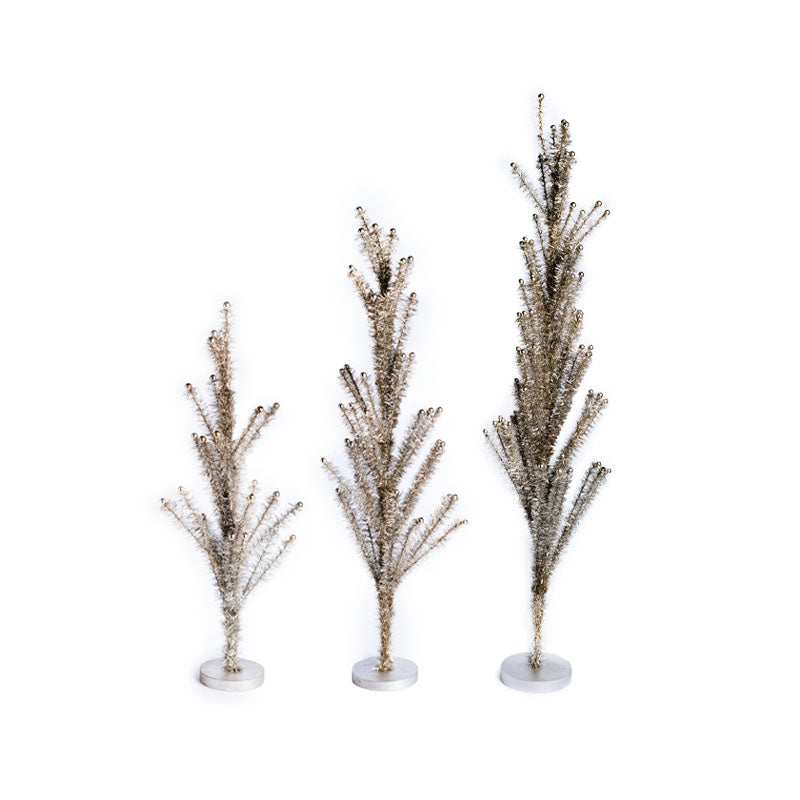 [2/4] SET OF 3 PEWTER TINSEL TREES W/BEADED TIPS - K&K INTERIORS - Compralo en CorinneRegalos.com
