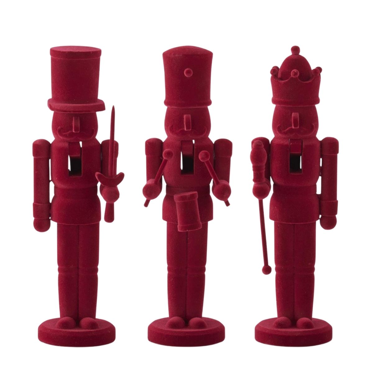 [2/12] | SET OF 3 WOOD BURGUNDY VELVET NUTCRACKERS - K&K INTERIORS - Compralo en CorinneRegalos.com