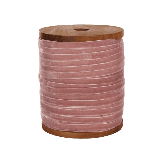 VELVET RIBBON WOOD SPOOL 100M GREY-PINK 100M L1CM - SHISHI - Compralo en CorinneRegalos.com