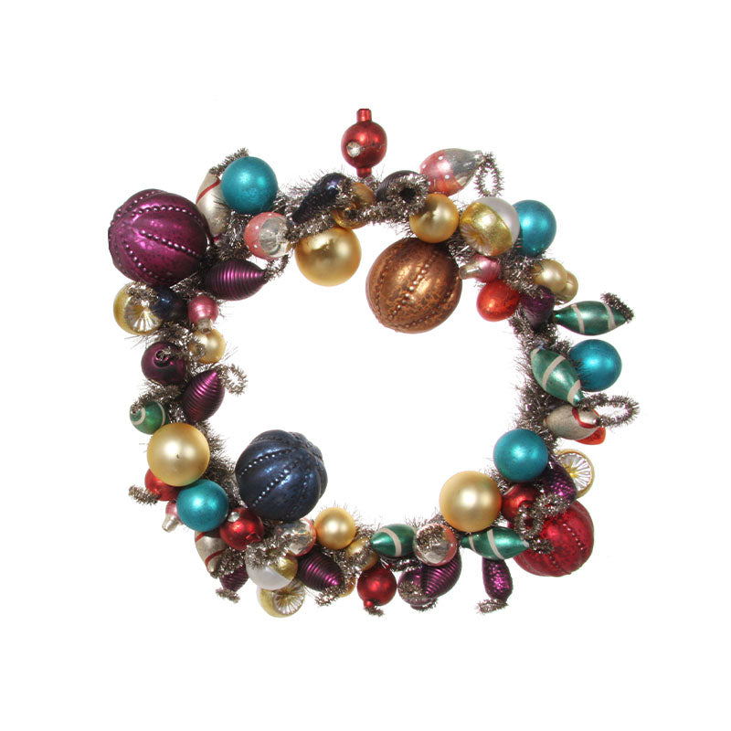 GLASS ORNAMENT WREATH W/TINSEL COLORED 3 - SHISHI - Compralo en CorinneRegalos.com