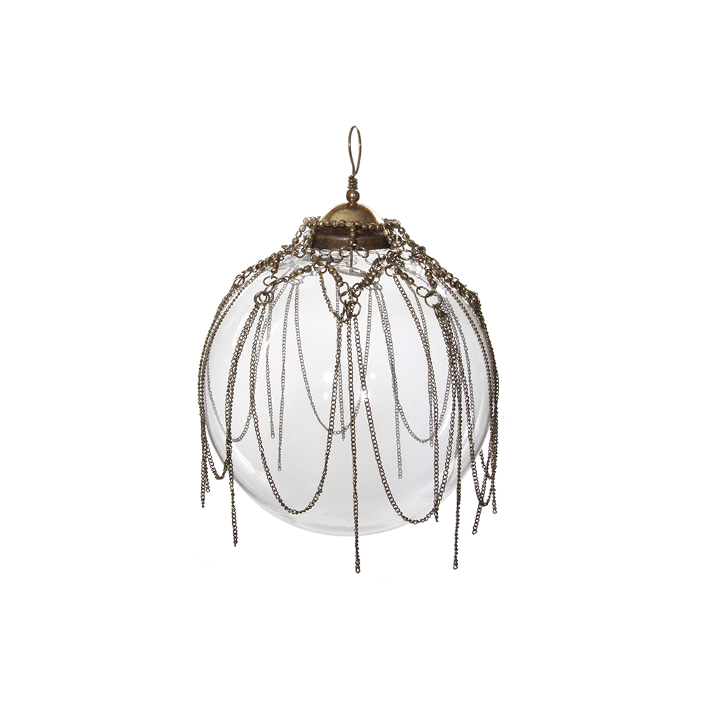 GLASS BALL CLEAR METAL GOLD CHAIN 15CM - SHISHI - Compralo en CorinneRegalos.com