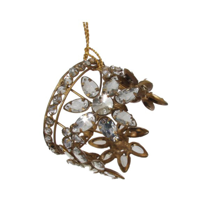 FLOWER JEWEL CROWN ANTIQUE GOLD D7,5CM - SHISHI - Compralo en CorinneRegalos.com