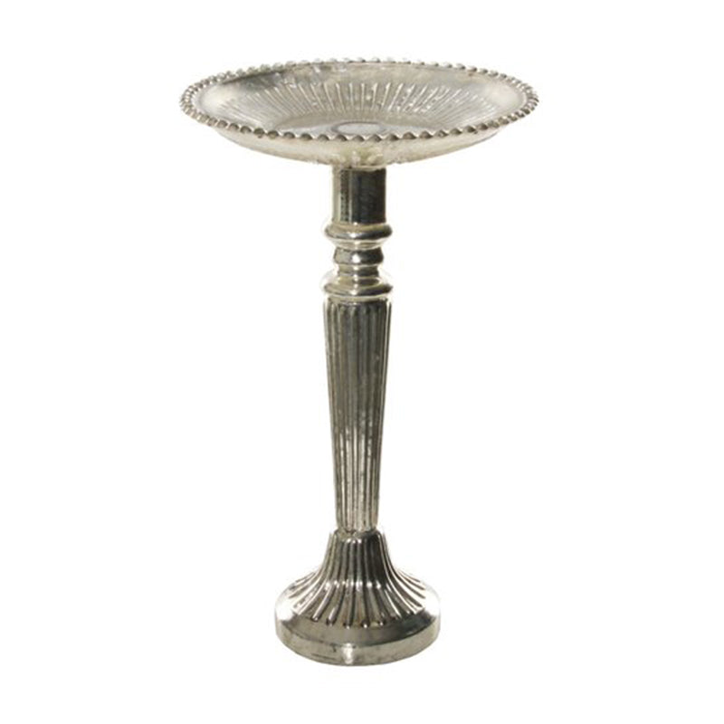 GLASS PLATE DOTTED EDGE ON STAND ANTIQUE SILVER D20 - SHISHI - Compralo en CorinneRegalos.com
