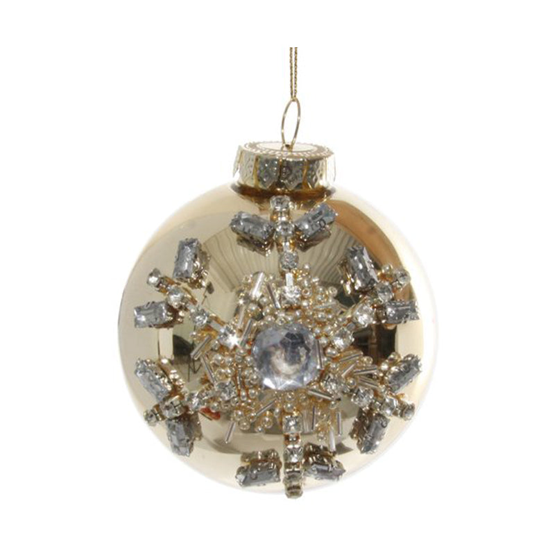 GLASS BALL GOLD JEWEL SNOWFLAKE 8CM - SHISHI - Compralo en CorinneRegalos.com