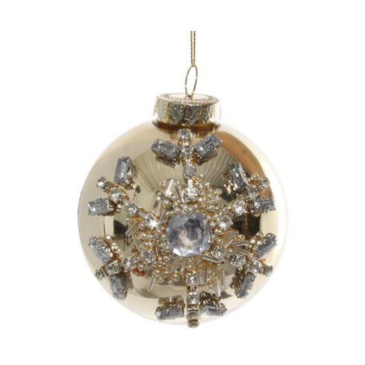 GLASS BALL GOLD JEWEL SNOWFLAKE 8CM - SHISHI - Compralo en CorinneRegalos.com