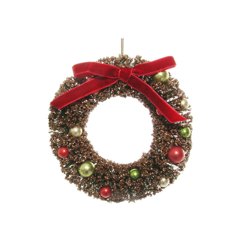 WREATH ORNAMENT WITH VELVET BOW RED GOLD - SHISHI - Compralo en CorinneRegalos.com