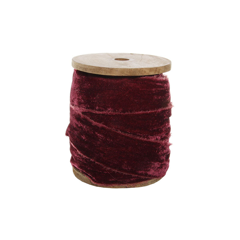 FRAYED VELVET 50 MM AUBERGINE 25M ROLL - SHISHI - Compralo en CorinneRegalos.com