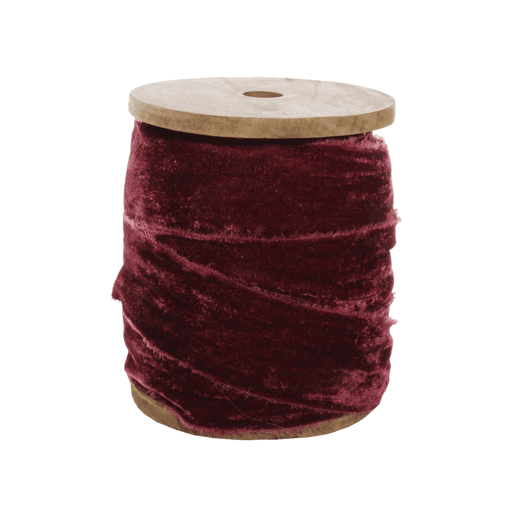FRAYED VELVET 50 MM AUBERGINE 25M ROLL - SHISHI - Compralo en CorinneRegalos.com