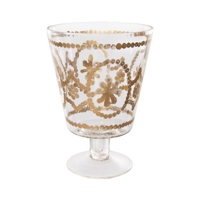 GLASS VASE CLEAR WITH CUT GOLD GARLAND DESIGN D11,5 - SHISHI - Compralo en CorinneRegalos.com