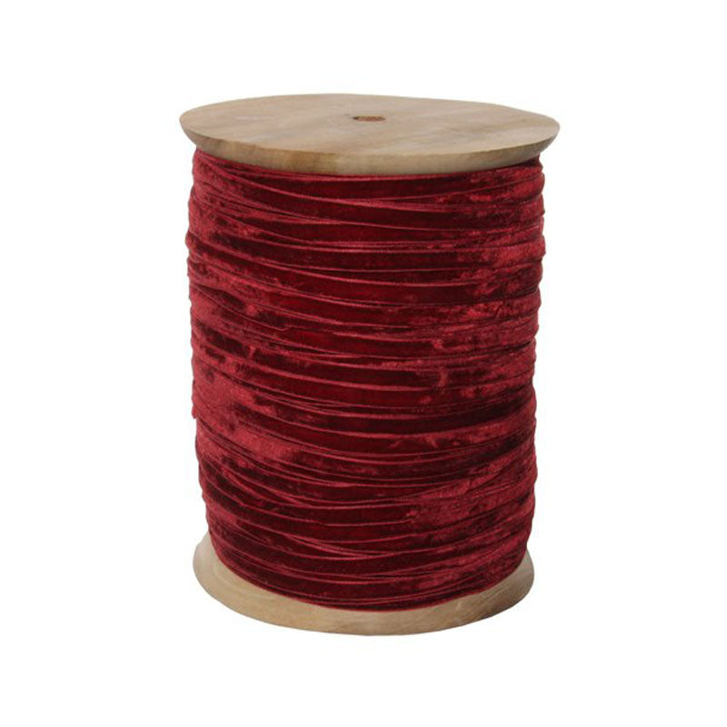 VELVET RIBBON 10MM ON WOODEN SPOOL 500M BURGUNDY - SHISHI - Compralo en CorinneRegalos.com