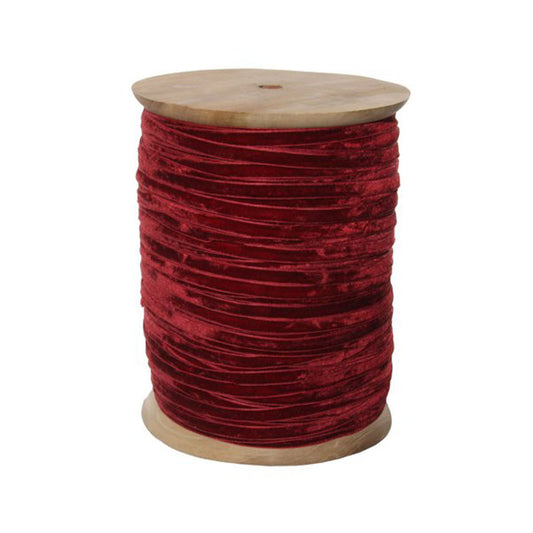 VELVET RIBBON 10MM ON WOODEN SPOOL 500M BURGUNDY - SHISHI - Compralo en CorinneRegalos.com