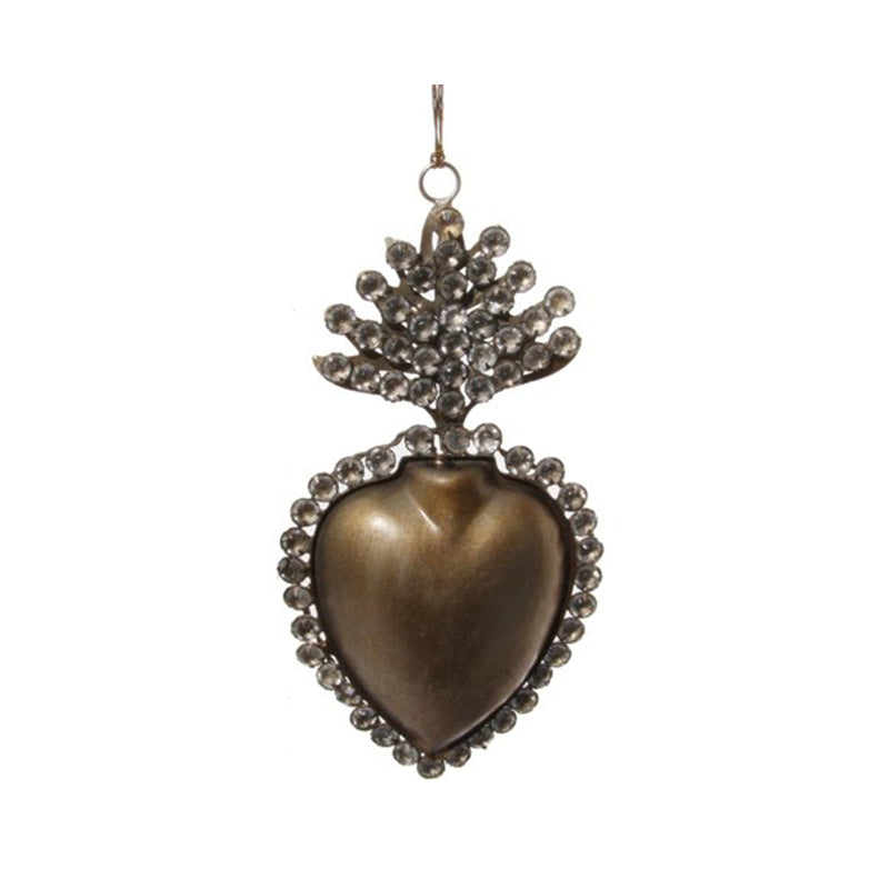 HEART ORNAMENT WITH BEADS ANTIQUE GOLD 14CM - SHISHI - Compralo en CorinneRegalos.com