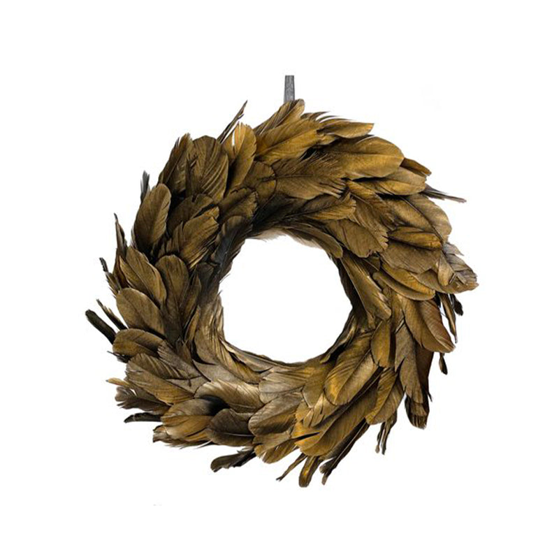 FEATHER WREATH GOLD BLACK 35CM - SHISHI - Compralo en CorinneRegalos.com