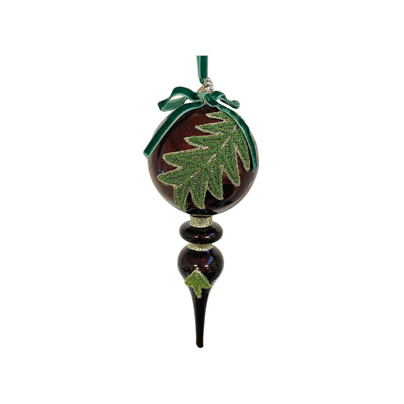 GLASS FINIAL ANTIQUE RED BEADED GREEN TR - SHISHI - Compralo en CorinneRegalos.com