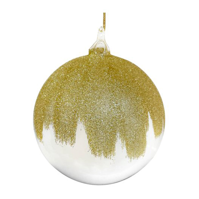 GLASS BALL CLEAR GOLD GLITTER TOP 12CM - SHISHI - Compralo en CorinneRegalos.com