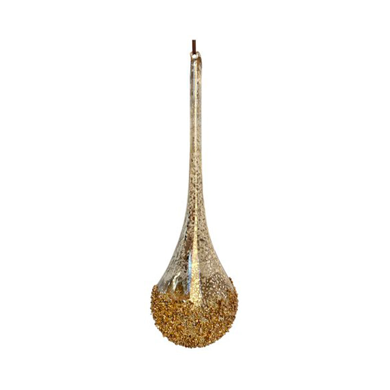 GLASS DROP ANTIQUE GOLD GLITTERED BOTTOM 34CM - SHISHI - Compralo en CorinneRegalos.com