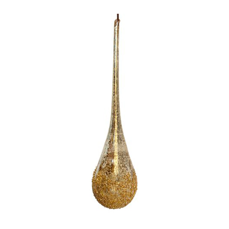GLASS DROP ANTIQUE GOLD GLITTERED BOTTOM 49CM - SHISHI - Compralo en CorinneRegalos.com