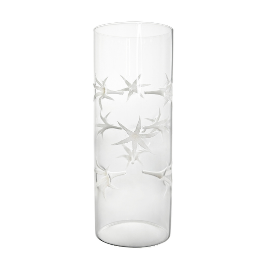 Glass cylinder vase with pressed white - SHISHI - Compralo en CorinneRegalos.com