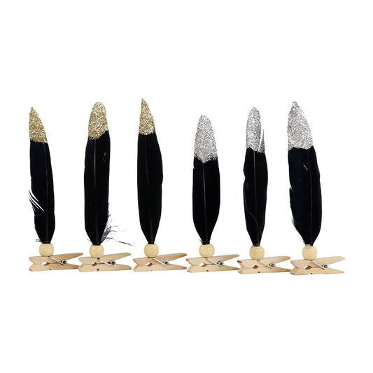PINZAS DE PLUMAS NOIR 6 PIEZAS - HOFF-INTERIEUR - Compralo en CorinneRegalos.com