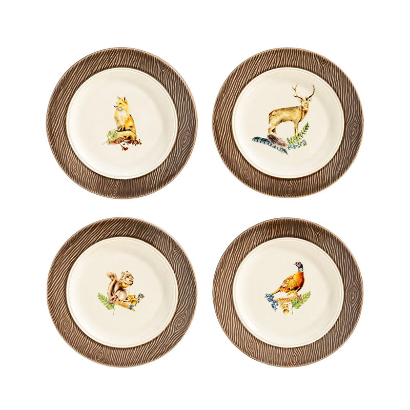 FOREST WALK ANIMAL COCKTAIL PLATES, ASSORTED SET/4 - JULISKA - Compralo en CorinneRegalos.com