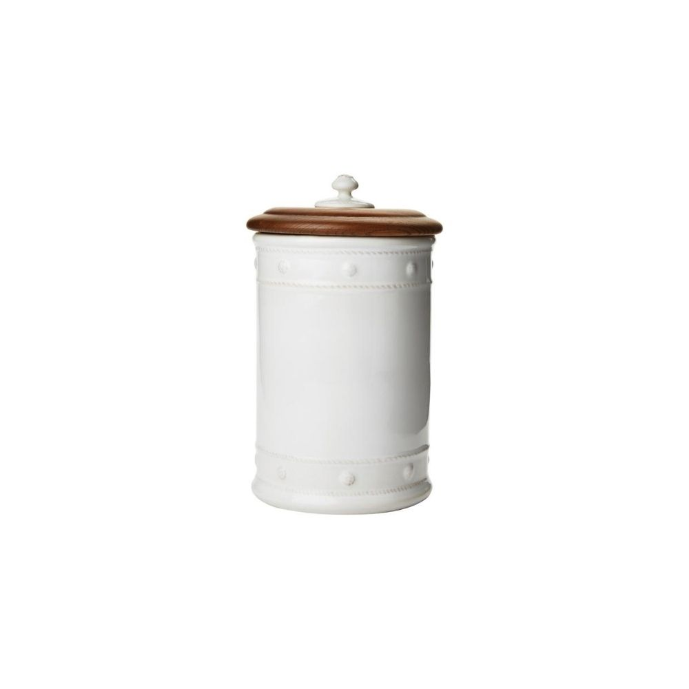 MD CANISTER WITH WOODEN LID B&T WHITE 11.5 - JULISKA - Compralo en CorinneRegalos.com