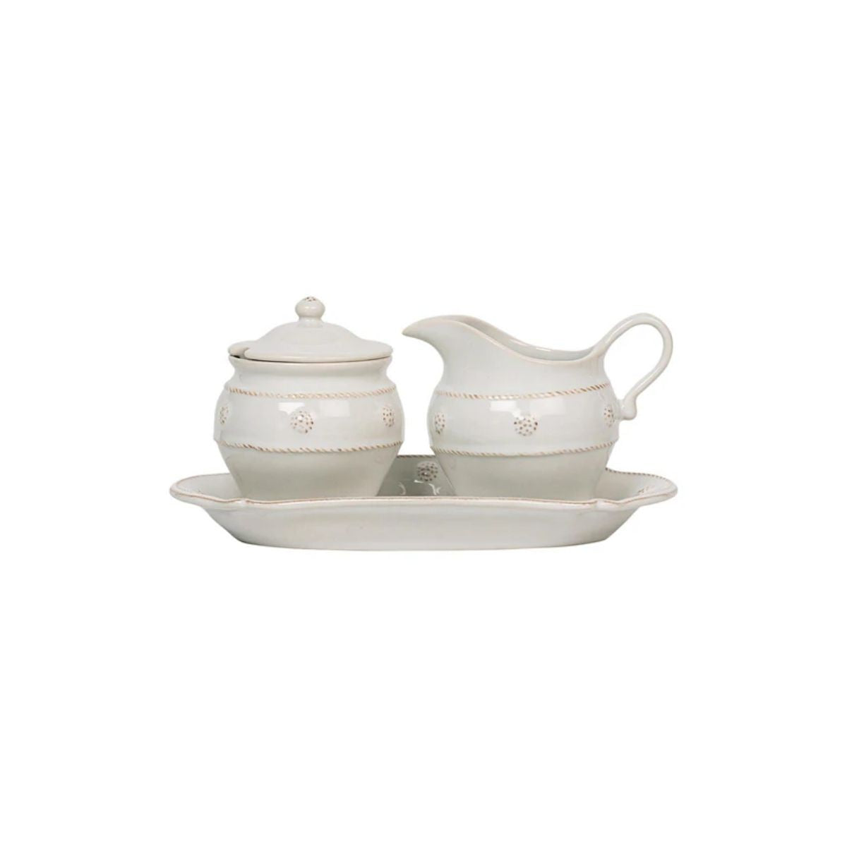 BERRY & THREAD SUGAR AND CREAMER SET/3PC - WHITEWASH - JULISKA - Compralo en CorinneRegalos.com