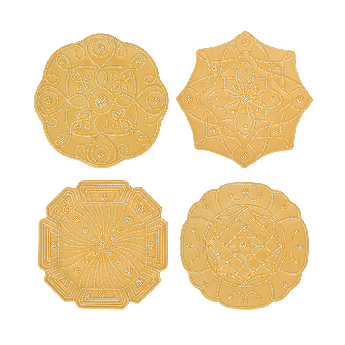 JARDINS DU MONDE DESSERT/SALAD PLATE ASSORTED SET /4 - DAFFODIL - JULISKA - Compralo en CorinneRegalos.com