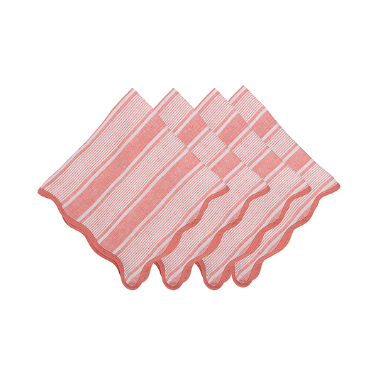 CABANA STRIPE NAPKIN SET/4 - CORAL - JULISKA - Compralo en CorinneRegalos.com