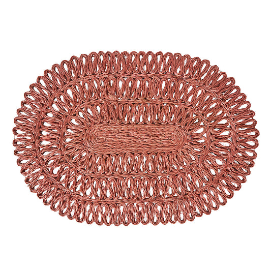 STRAW LOOP OVAL PLACEMAT - CORAL - JULISKA - Compralo en CorinneRegalos.com