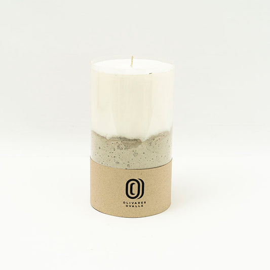 CANDELA DE CONCRETO CERA BLANCA GRANDE - OLIVARES OVALLE - Compralo en CorinneRegalos.com