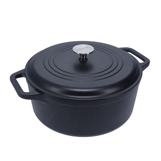 OLLA 6QT/26 CM TAPA HIERRO ESMALTADA - NEGRO MATE - VICTORIA - Compralo en CorinneRegalos.com