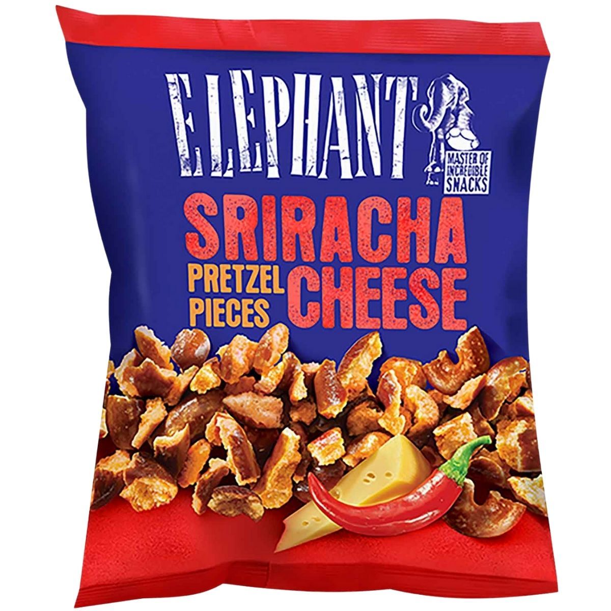 AL ELEPHANT PRETZEL PIECES SIRACHA CHEESE - TROZOS DE PRETZELS CON SIRACHA Y QUESO - Calvbrunnen - Compralo en CorinneRegalos.com