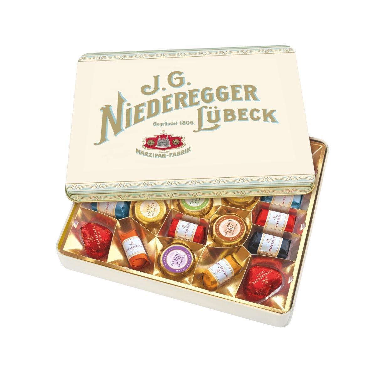 NR 298G NOSTALGIEDOSE - LATA CON 23 MAZAPANES SURTIDOS - Calvbrunnen - Compralo en CorinneRegalos.com