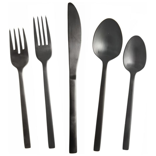 AREZZO BRUSHED BLACK 20PC FLATWARE SET, BOXED - FORTESSA - Compralo en CorinneRegalos.com