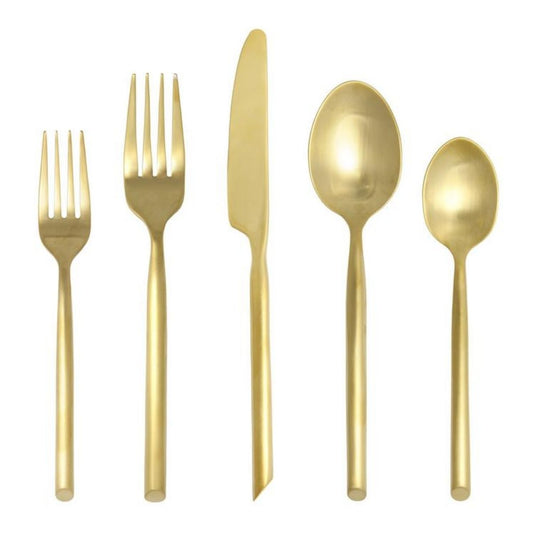 CAPRI BRUSHED GOLD 20PC PLACE SETTING, BOXED - FORTESSA - Compralo en CorinneRegalos.com