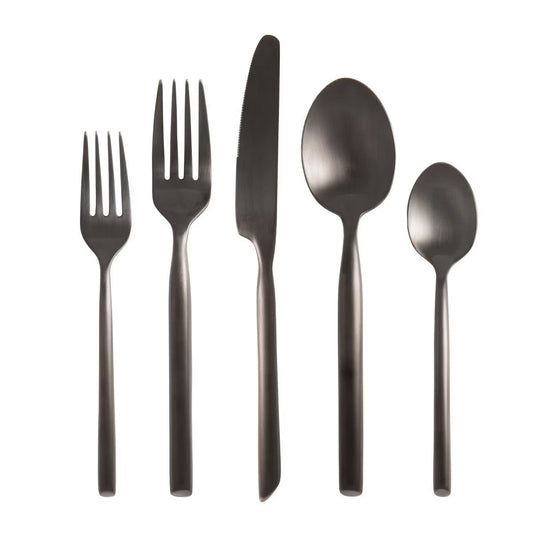 CAPRI BRUSHED BLACK 5PC PLACE SETTING, BOXED - FORTESSA - Compralo en CorinneRegalos.com