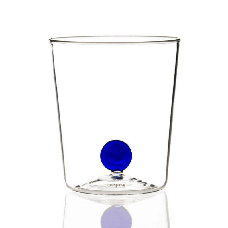 BOTTONE VASO DE VIDRIO CON BOTON DE COLOR AZUL - LIVELLARA - Compralo en CorinneRegalos.com