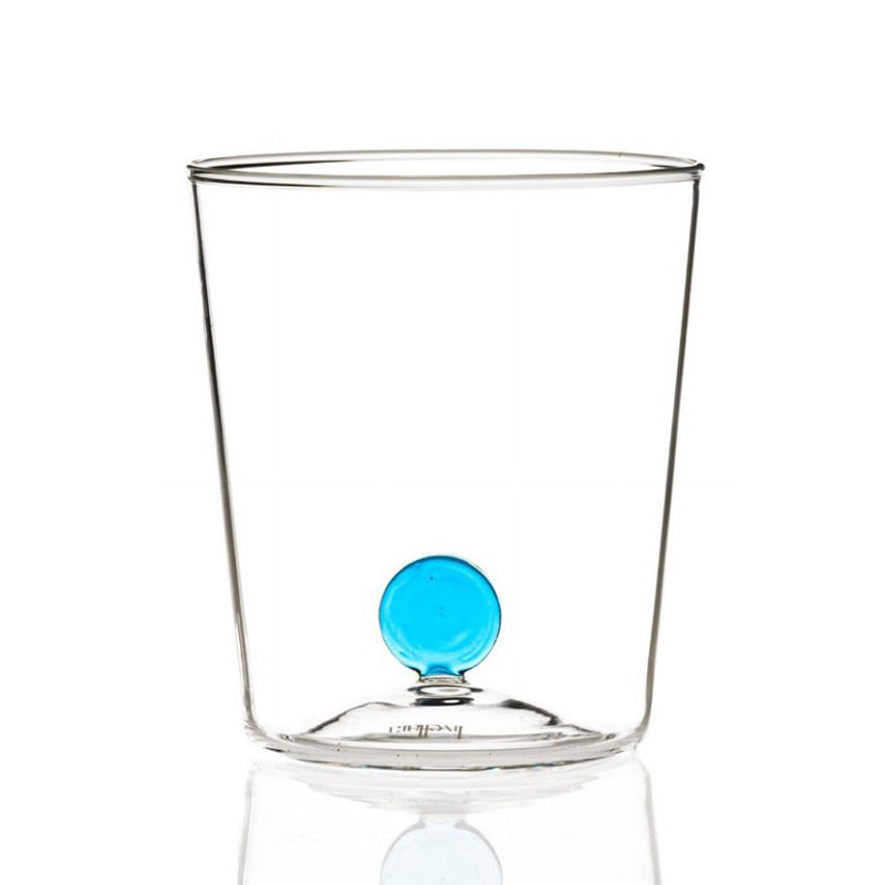 BOTTONE VASO DE VIDRIO CON BOTON DE COLOR AZUL - LIVELLARA - Compralo en CorinneRegalos.com