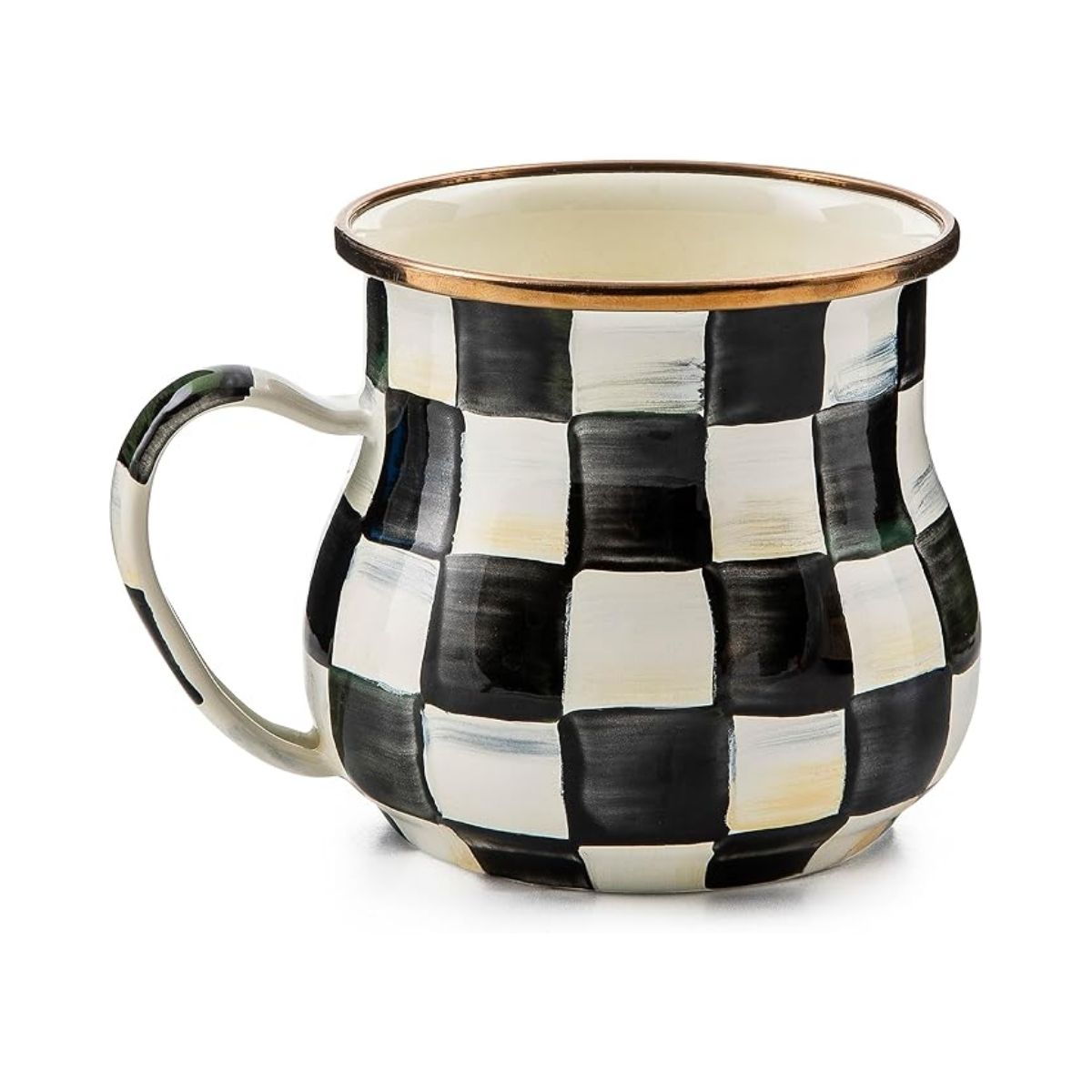 COURTLY CHECK ENAMEL MUG - MACKENZIE-CHILDS - Compralo en CorinneRegalos.com