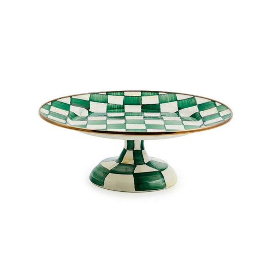 EMERALD CHECK SMALL PEDESTAL PLATTER - MACKENZIE-CHILDS - Compralo en CorinneRegalos.com
